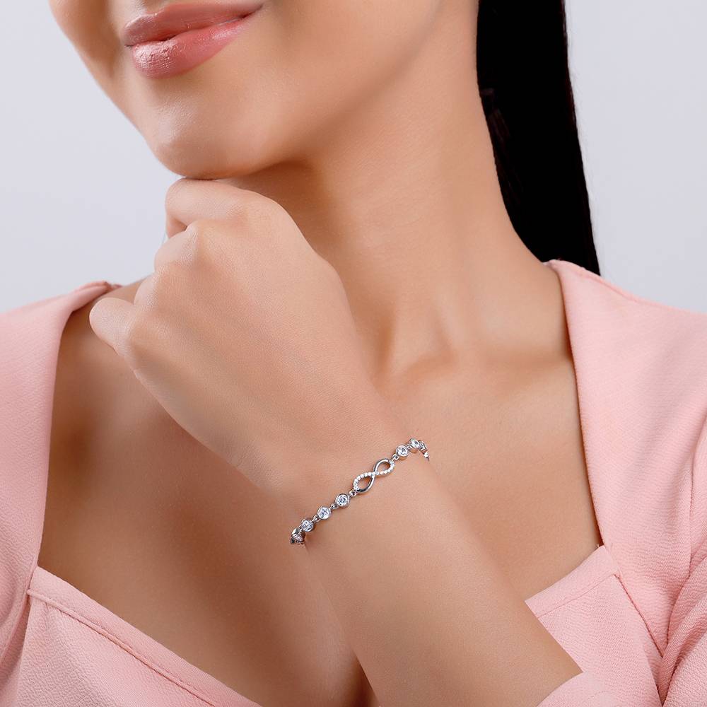 Giva 925 Silver Infinity Linked Bracelet, Adjustable | Gifts For Women And Girls | With Certificate Of Authenticity  : BR01246