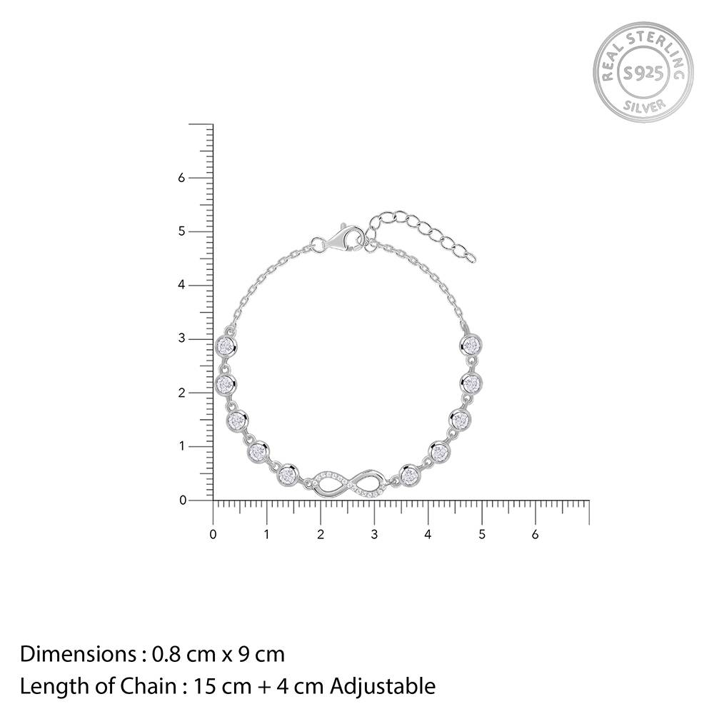 Giva 925 Silver Infinity Linked Bracelet, Adjustable | Gifts For Women And Girls | With Certificate Of Authenticity  : BR01246