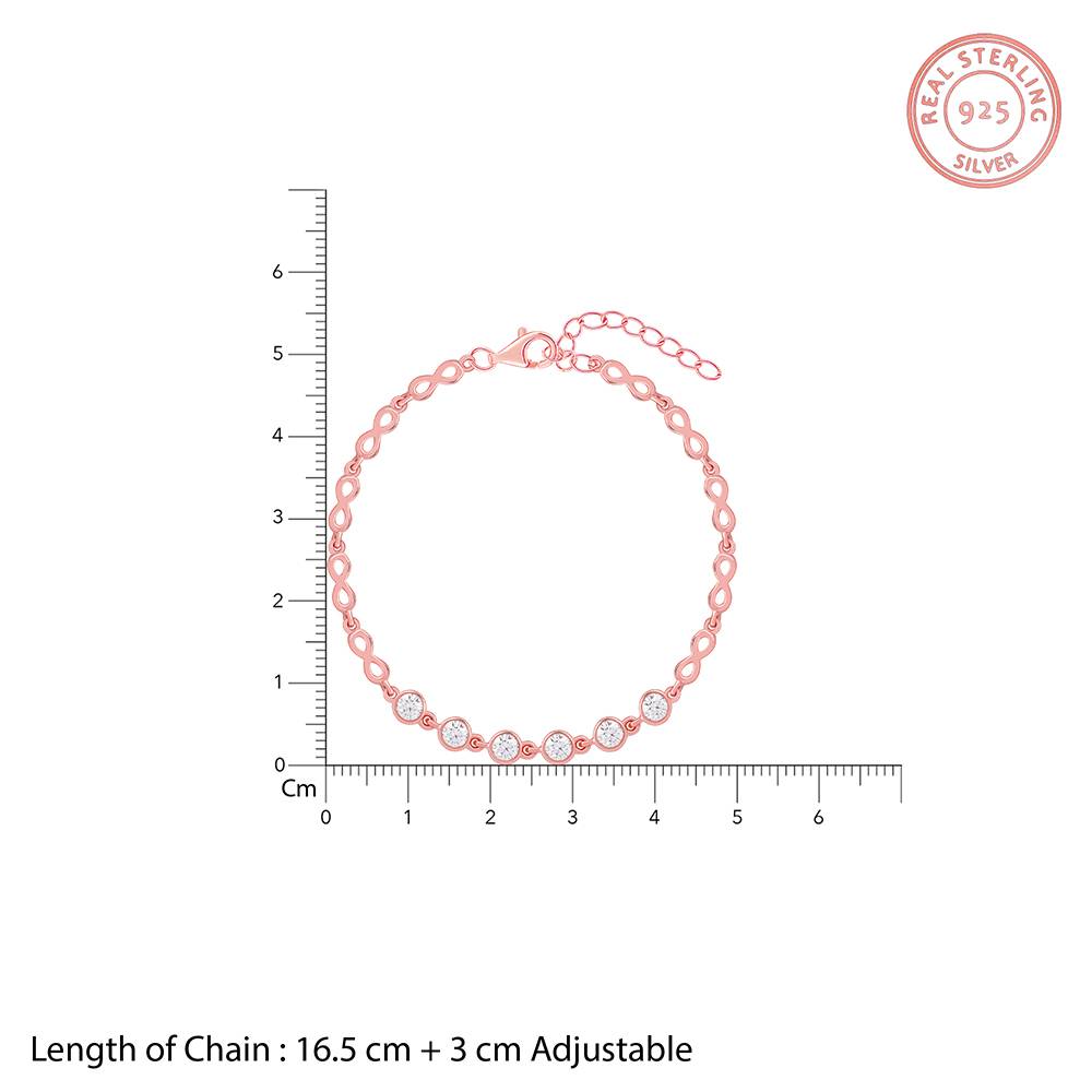 925 Silver Rose Gold Dynamic You Bracelet, Adjustable : BR01248