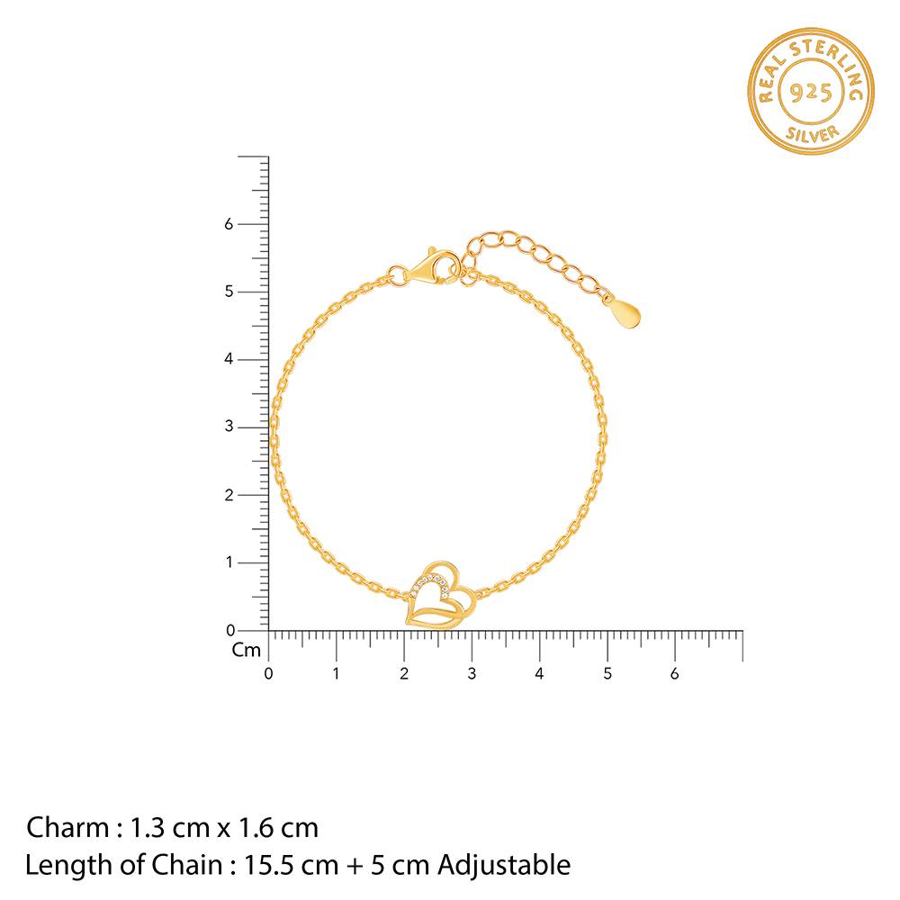 925 Gold Bonded Hearts Bracelet : BR01260
