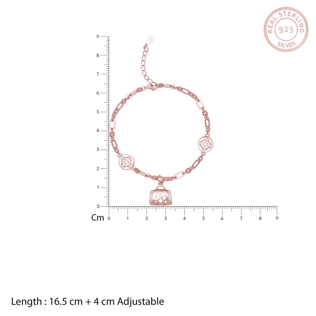 925 Silver Rosegold Weave Charm Bracelet : BR0126