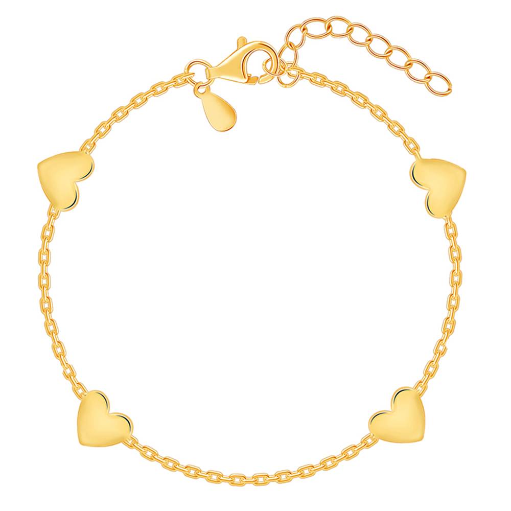 Giva 925 Silver Golden Multiple Heart Bracelet, Adjustable : BR01282