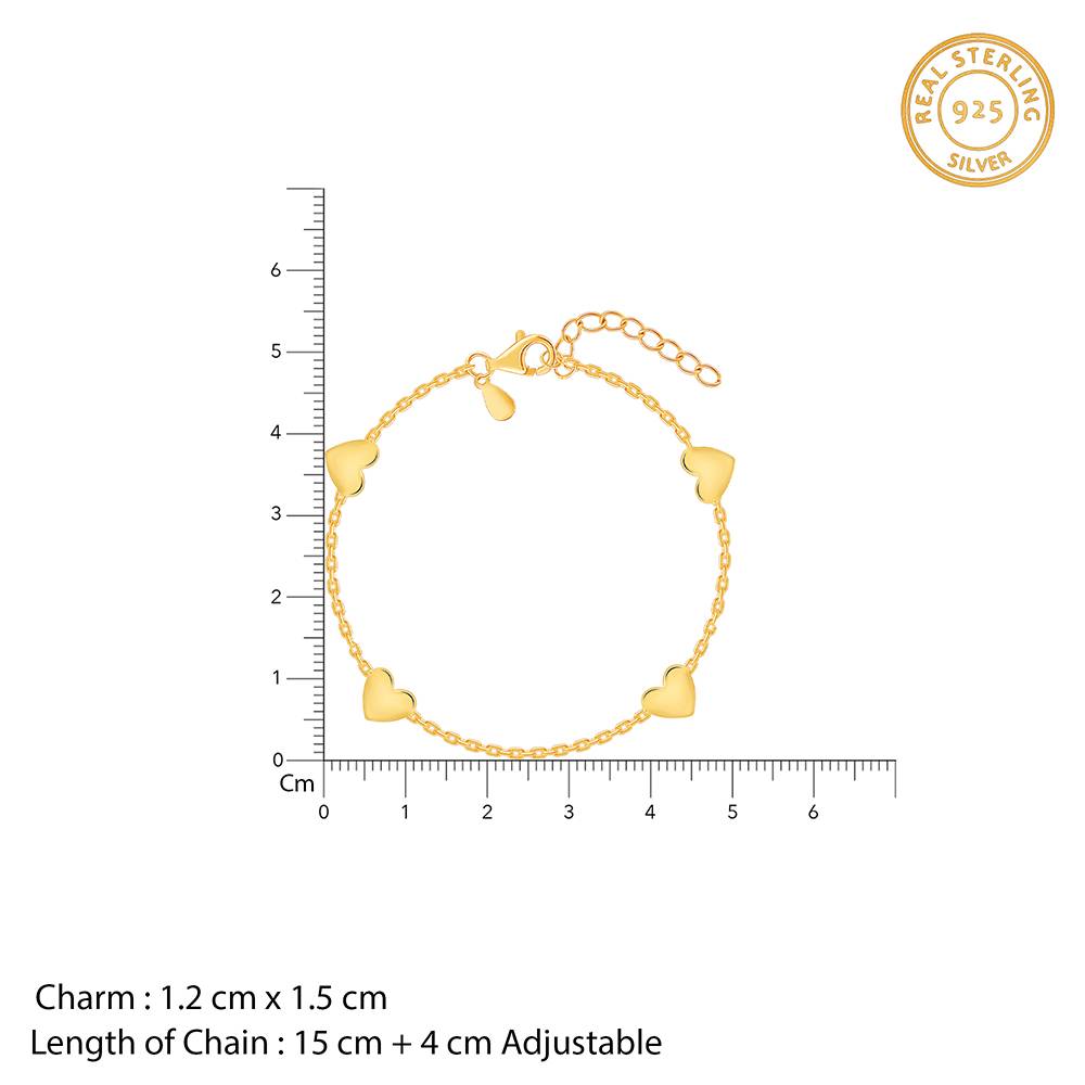 Giva 925 Silver Golden Multiple Heart Bracelet, Adjustable : BR01282