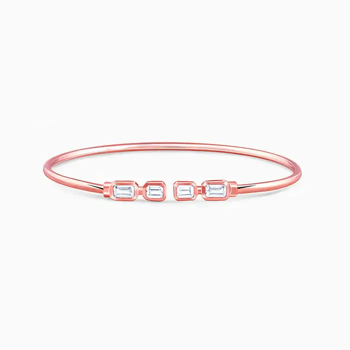 925 Rose Gold Baguette Binge Cuff Bracelet : BR01287