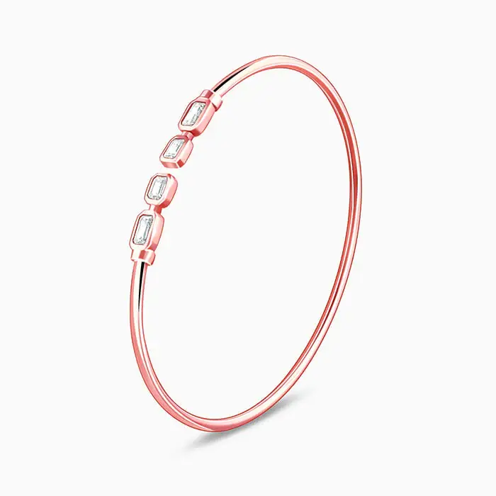 925 Rose Gold Baguette Binge Cuff Bracelet : BR01287
