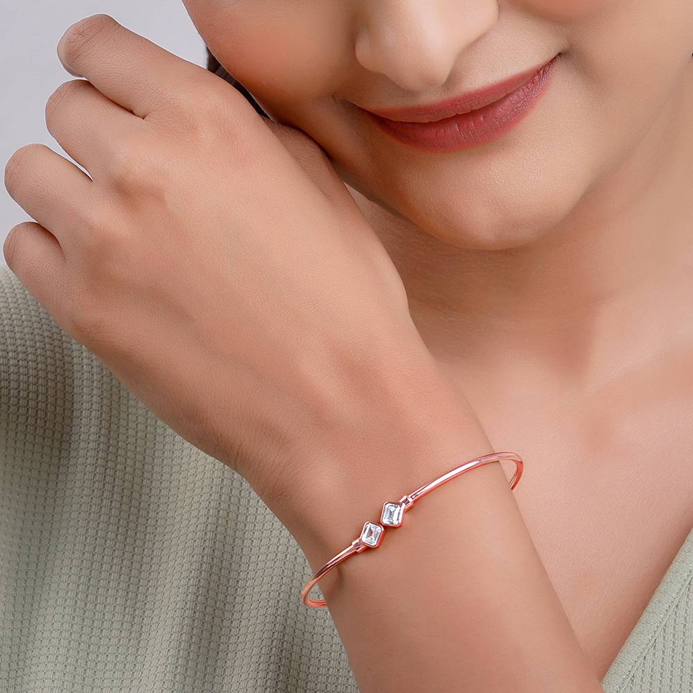 925 Rose Gold Classic Baguette Bracelet : BR01288