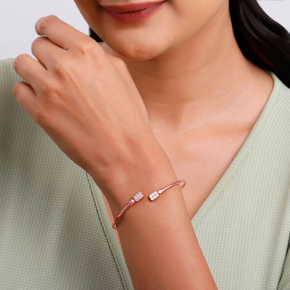 925 Rose Gold Adorable Cuff Bracelet : BR01291