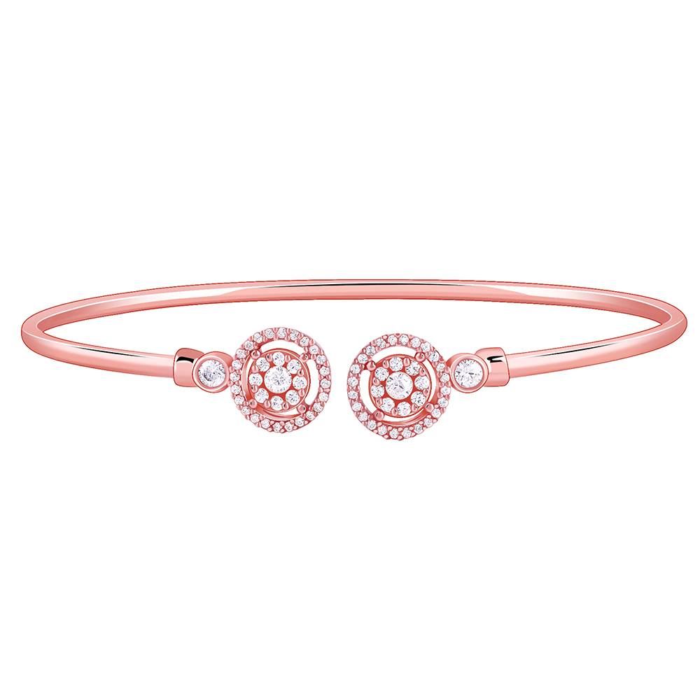 925 Rose Gold Circle Bond Cuff Bracelet : BR01292