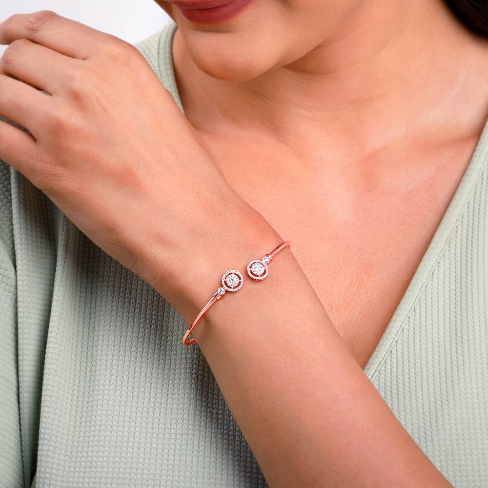 925 Rose Gold Circle Bond Cuff Bracelet : BR01292