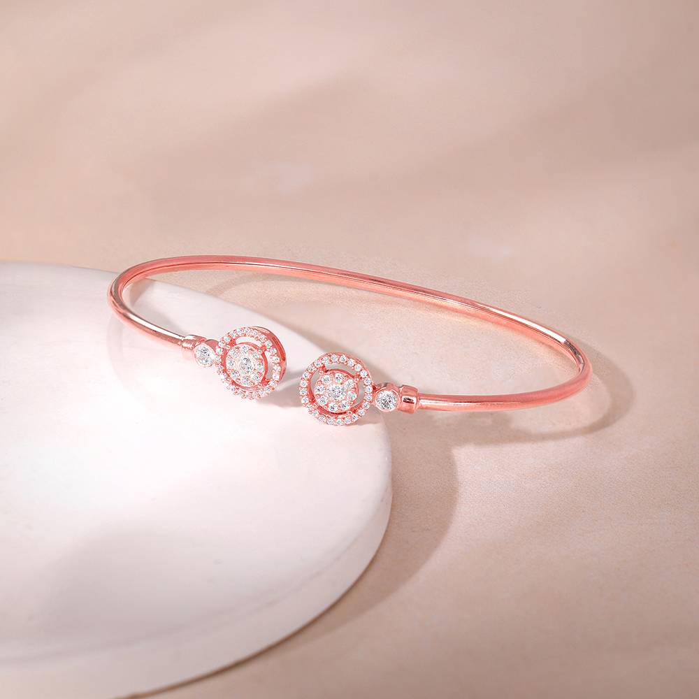 925 Rose Gold Circle Bond Cuff Bracelet : BR01292