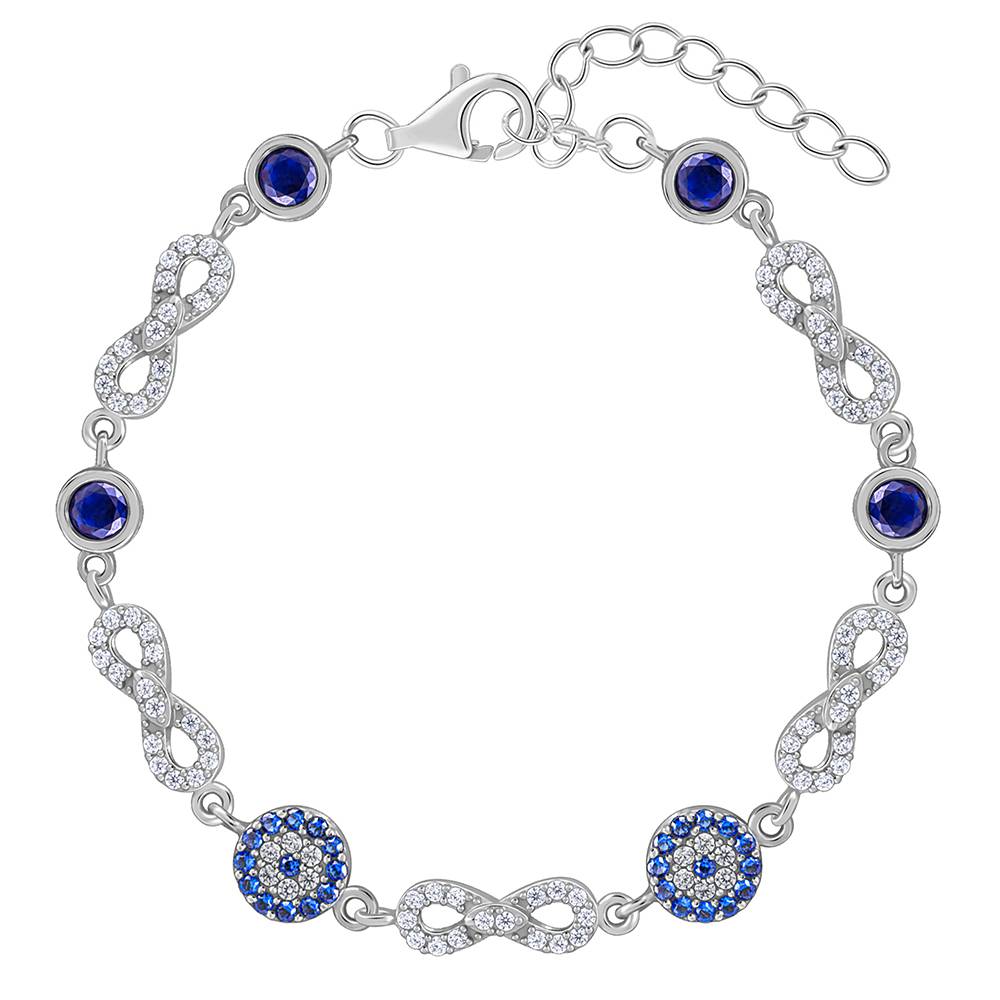 925 Silver Infinity Evil Eye Bracelet : BR01297