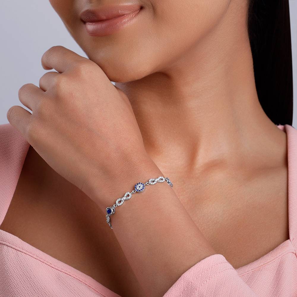 925 Silver Infinity Evil Eye Bracelet : BR01297