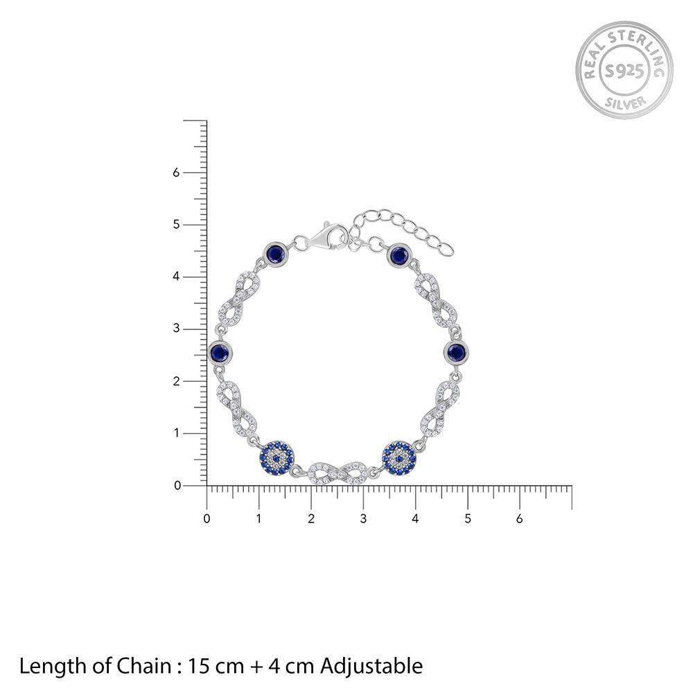 925 Silver Infinity Evil Eye Bracelet : BR01297