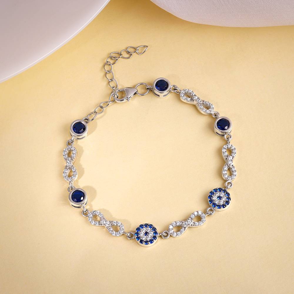 925 Silver Infinity Evil Eye Bracelet : BR01297