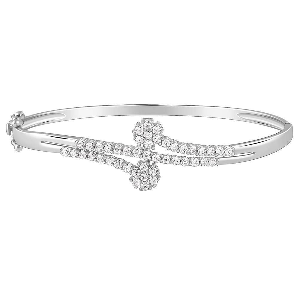 925 Silver You Sparkle Cuff Bangle, Adjustable : BR01299