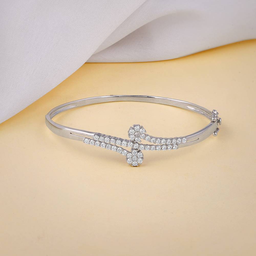 925 Silver You Sparkle Cuff Bangle, Adjustable : BR01299