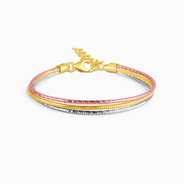 925 Silver Triple Tone Auric Harmony Bracelet, Adjustable | Gifts For Women And Girls : BR01313