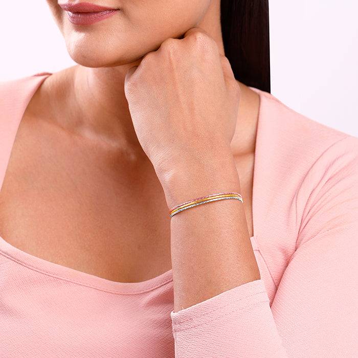 925 Silver Triple Tone Auric Harmony Bracelet, Adjustable | Gifts For Women And Girls : BR01313