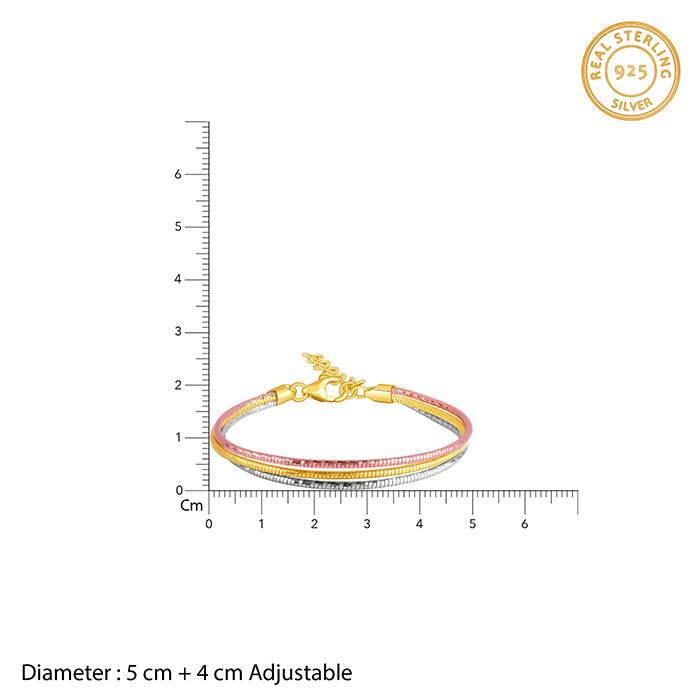 925 Silver Triple Tone Auric Harmony Bracelet, Adjustable | Gifts For Women And Girls : BR01313