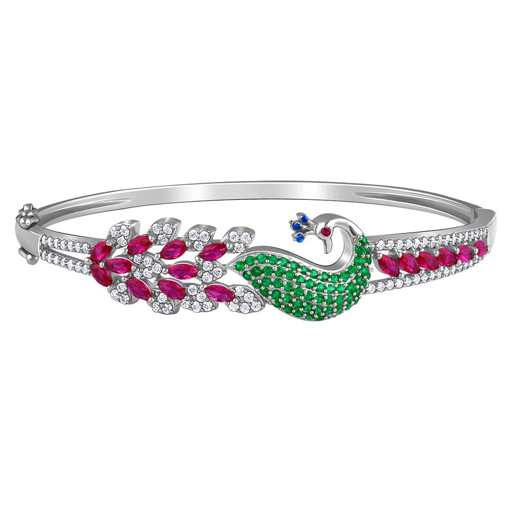 Silver Blooming Peacock Bracelet : BR01320