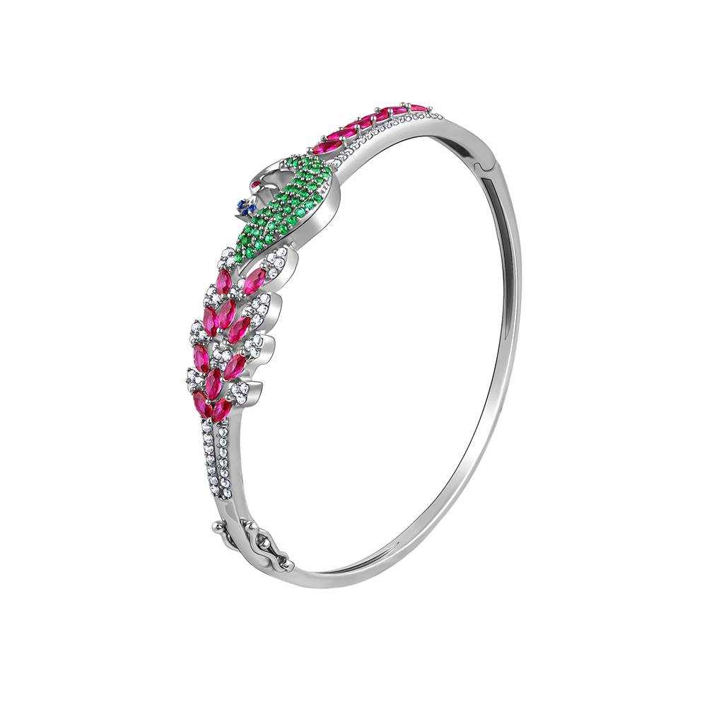 Silver Blooming Peacock Bracelet : BR01320