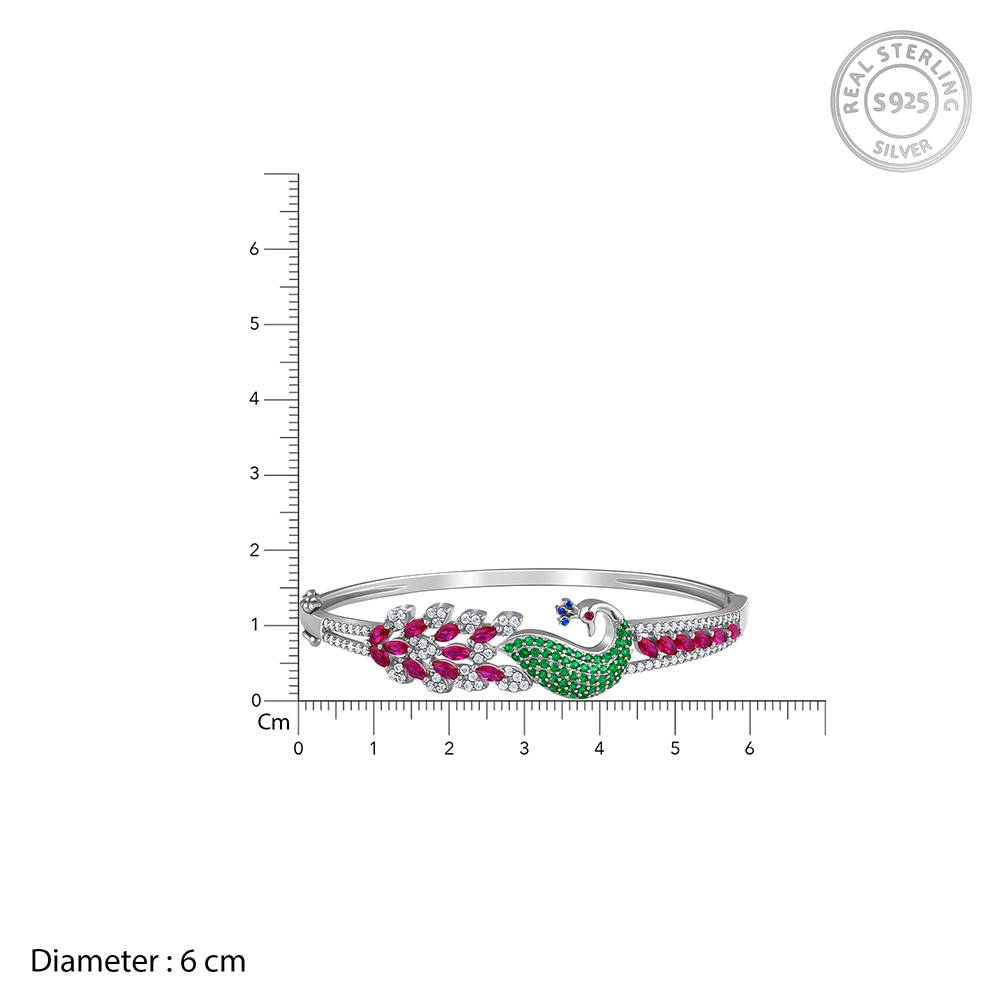 Silver Blooming Peacock Bracelet : BR01320