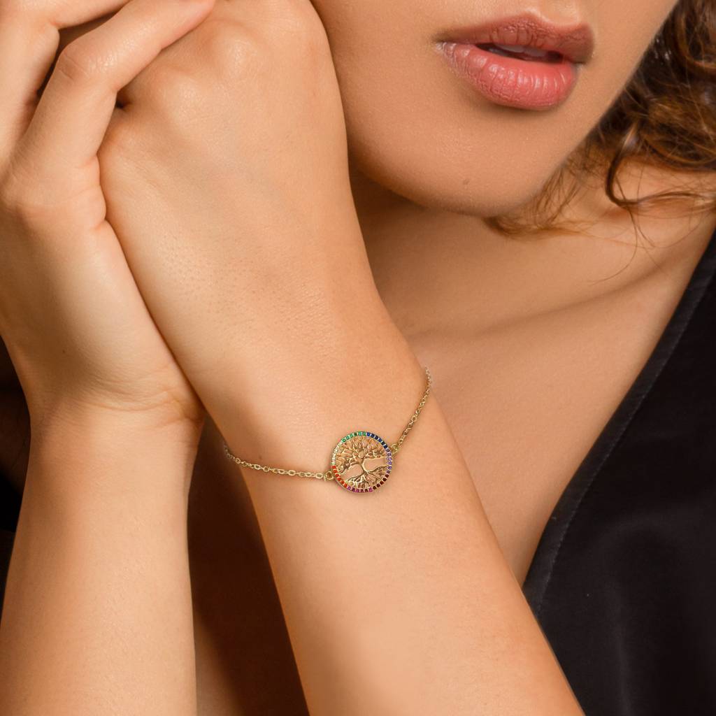 Golden Rainbow Tree Of Life Bracelet : BR0178