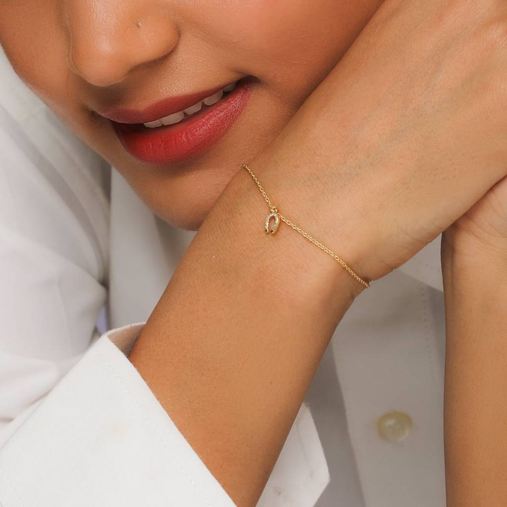 Golden Sparkling Horseshoe Bracelet : BR0183
