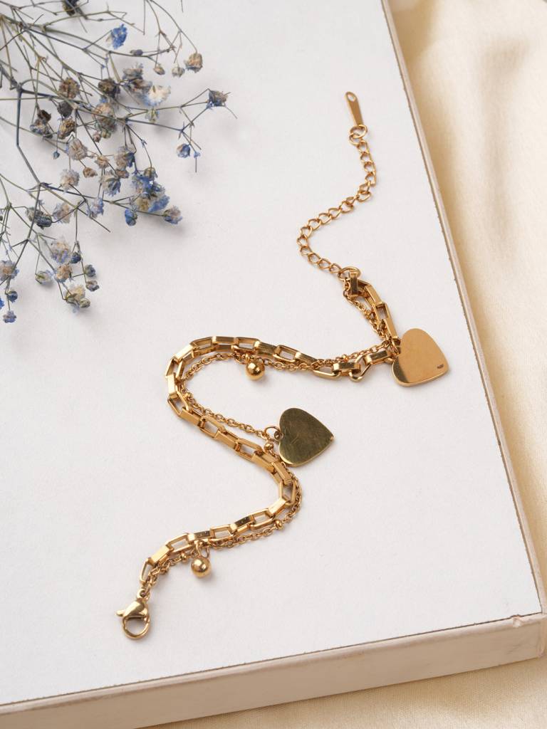 Heart Charm Layer Bracelet For Women : BR0194