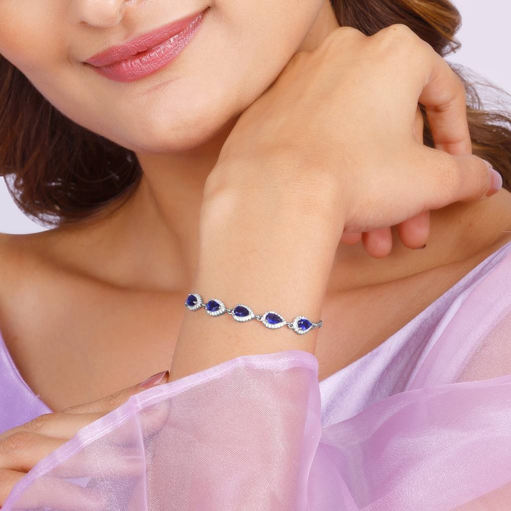 Silver Royal Blue Drop Bracelet : BR0221