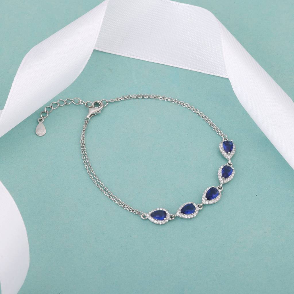 Silver Royal Blue Drop Bracelet : BR0221