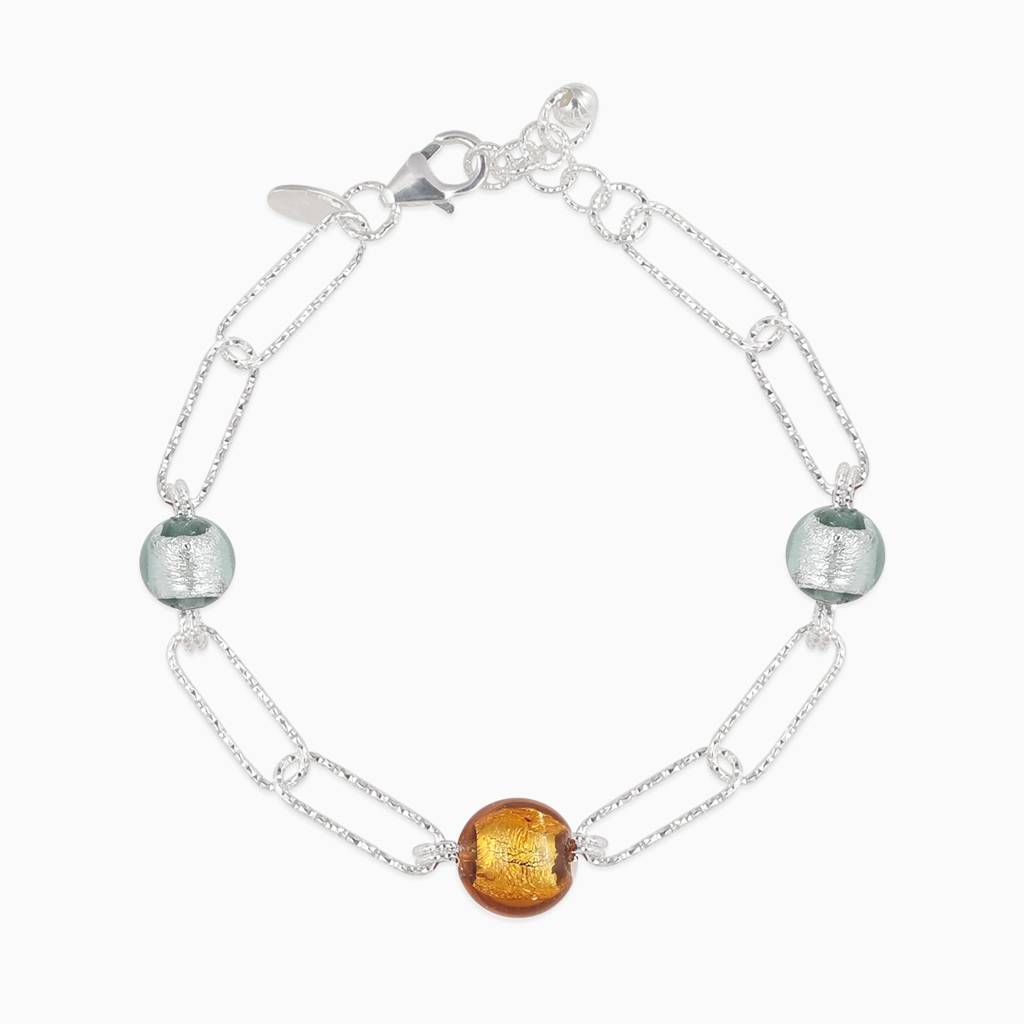 Wired Silver Three Stone Link Bracelet : BR0226