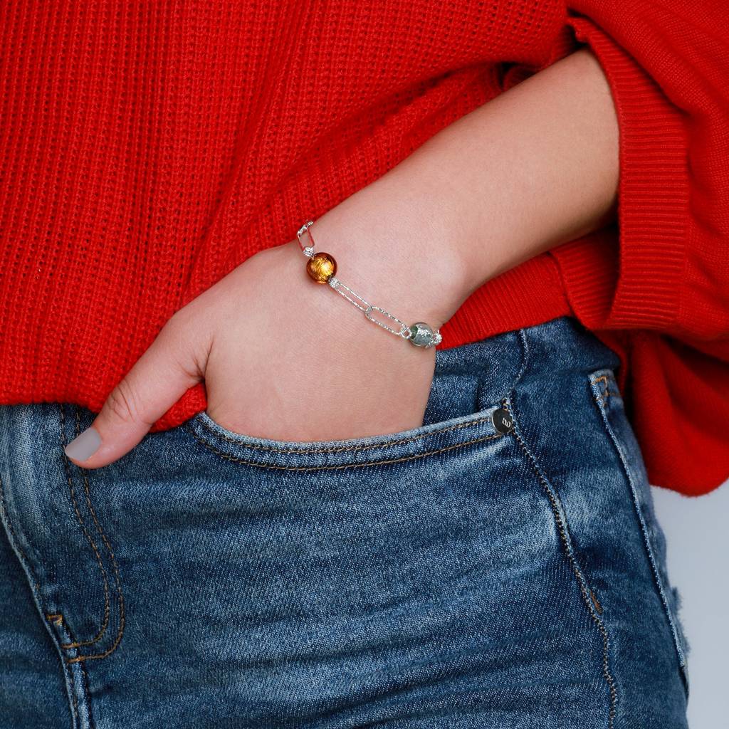 Wired Silver Three Stone Link Bracelet : BR0226