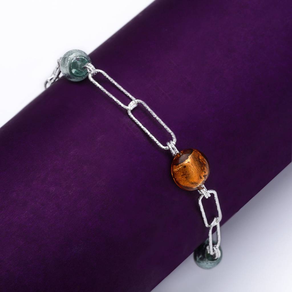 Wired Silver Three Stone Link Bracelet : BR0226