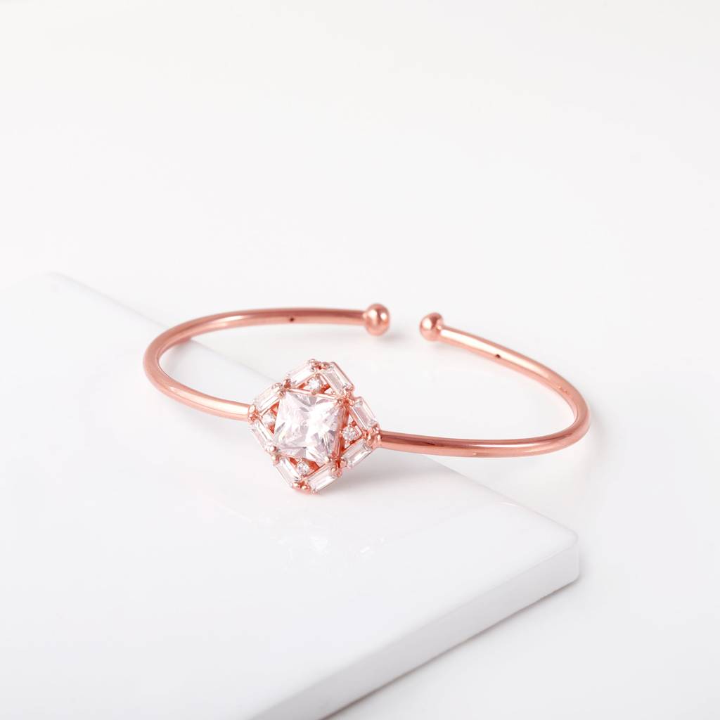 Rose Gold Geometric Cuff Bracelet : BR0232
