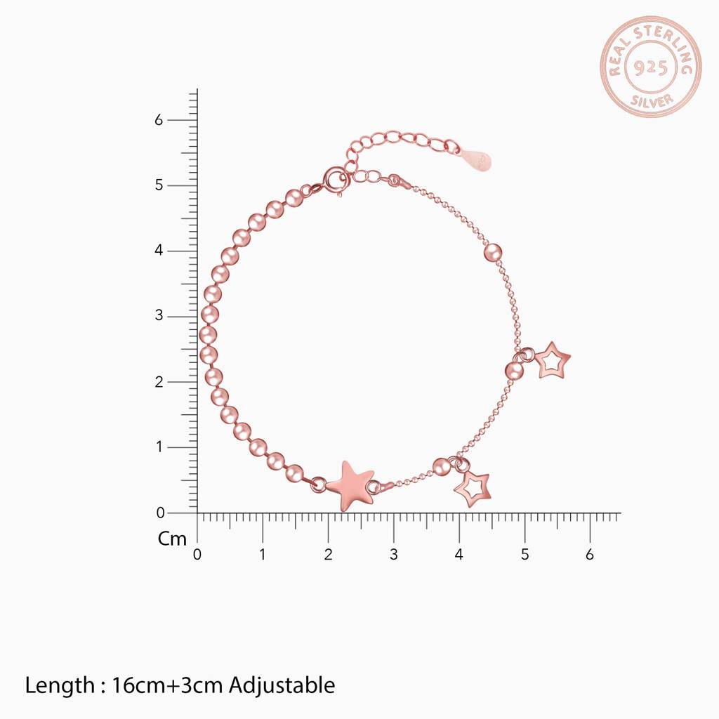 Rose Gold Star Charm Bracelet : BR0246