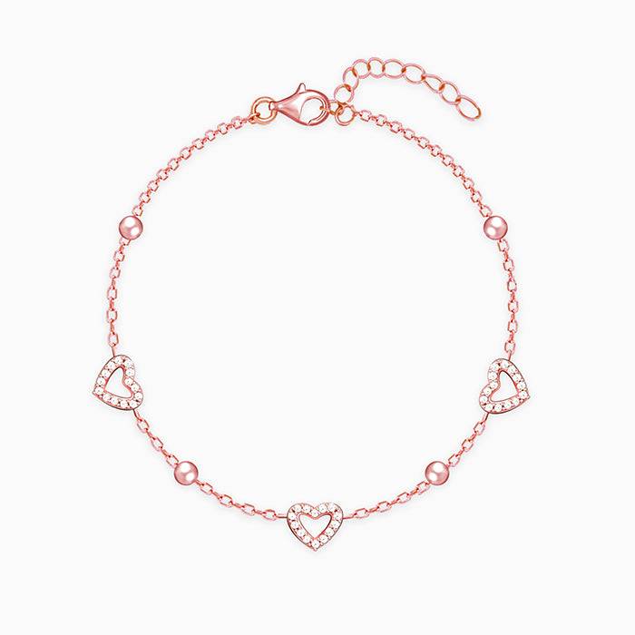 Rose Gold Halo Heart Bracelet : BR0250