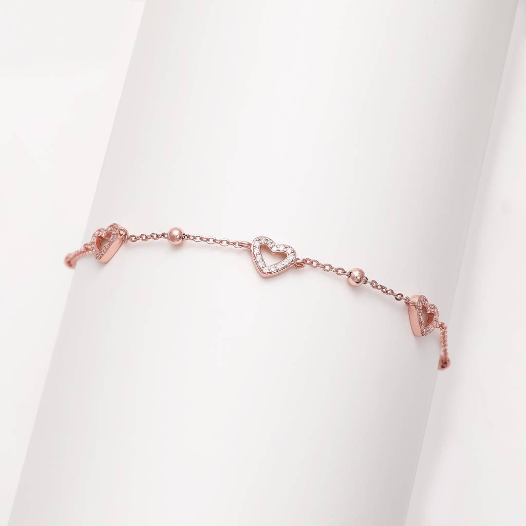 Rose Gold Halo Heart Bracelet : BR0250