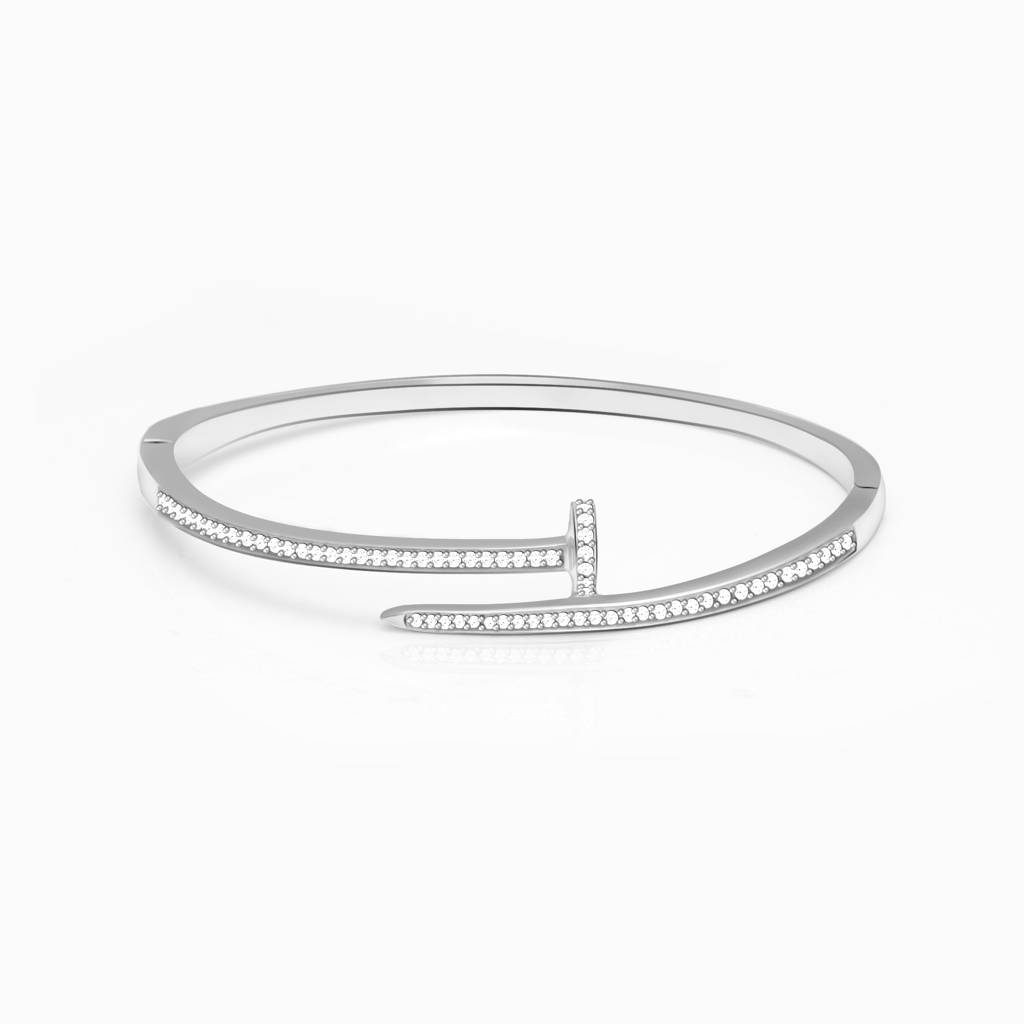 Silver Studded Curled Nail Bangle Bracelet : BR0252