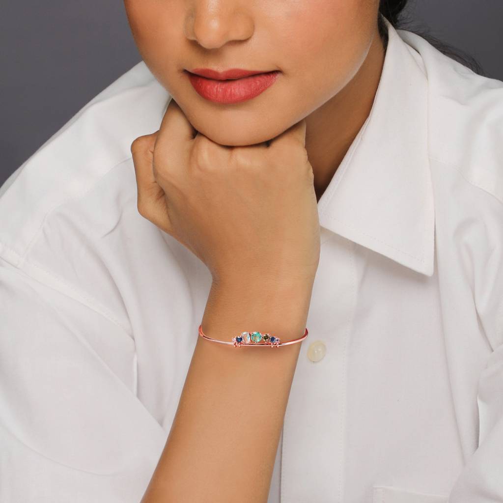 Anushka Sharma Rose Gold Multi-Hued Tiara Bangle Bracelet : BR0255