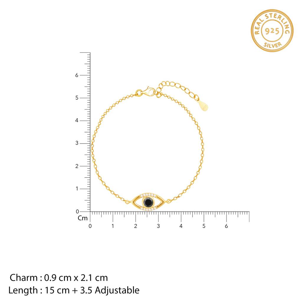 Golden Raven Black Evil Eye Bracelet : BR0293