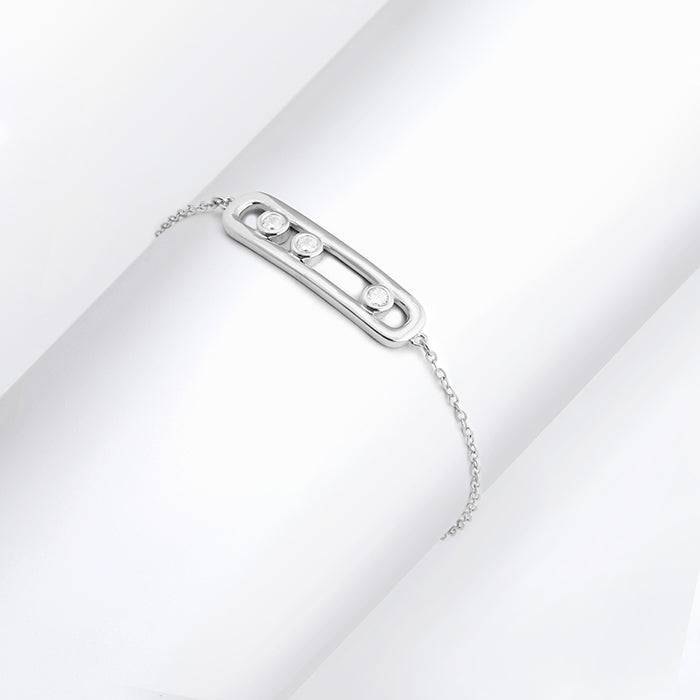 Silver Zircon Slider Bracelet : BR0295