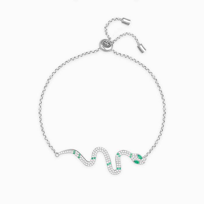 Silver & Green Snake-Charmer Bracelet : BR0306