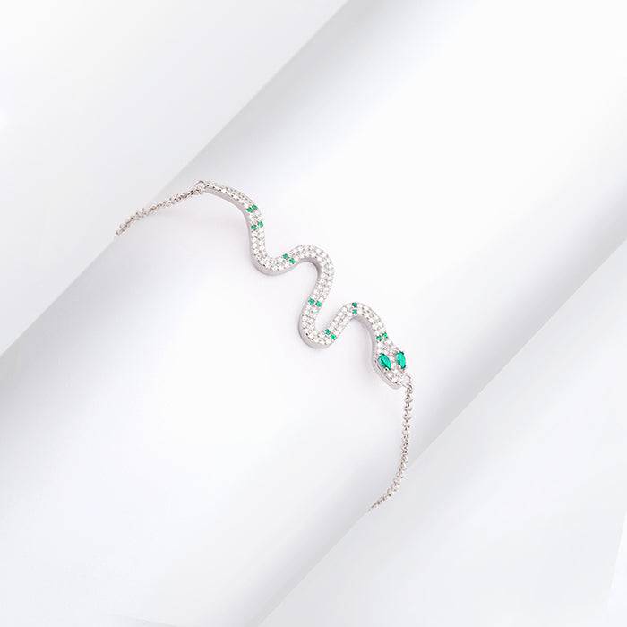 Silver & Green Snake-Charmer Bracelet : BR0306
