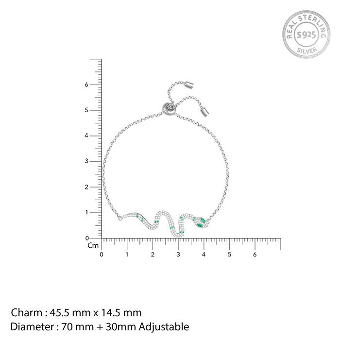 Silver & Green Snake-Charmer Bracelet : BR0306