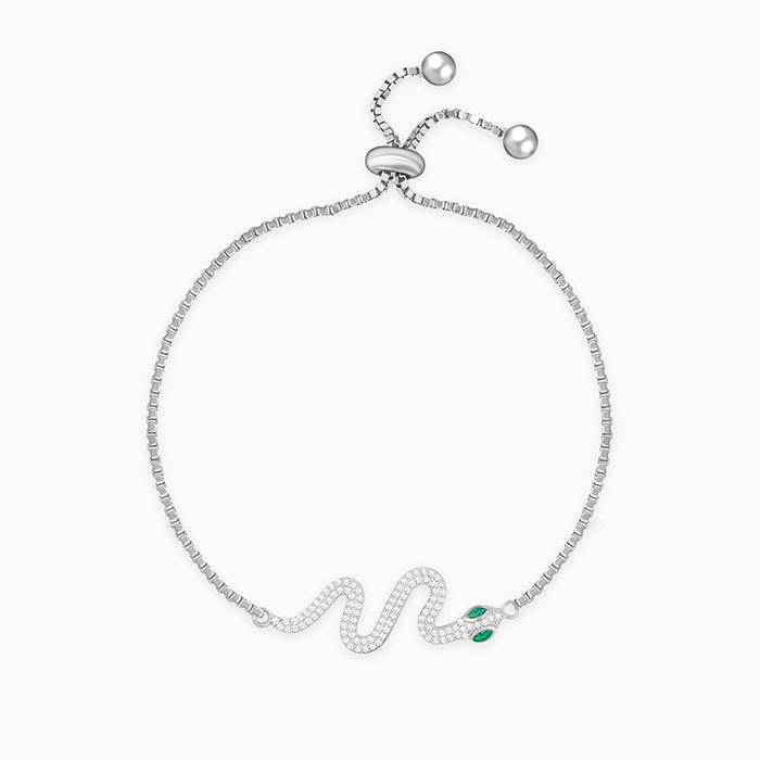 Silver & Green Slitherine Bracelet : BR0307