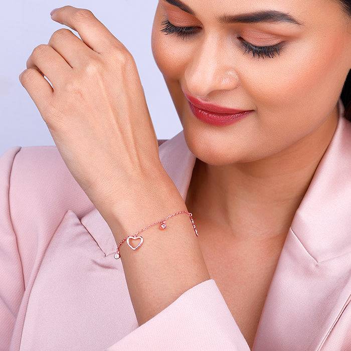 Rose Gold Valentine'S Charm Bracelet : BR0321