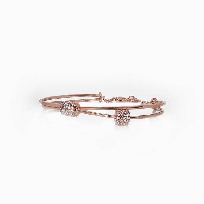 Silver Rose Gold Clover Loop Bracelet : BR033