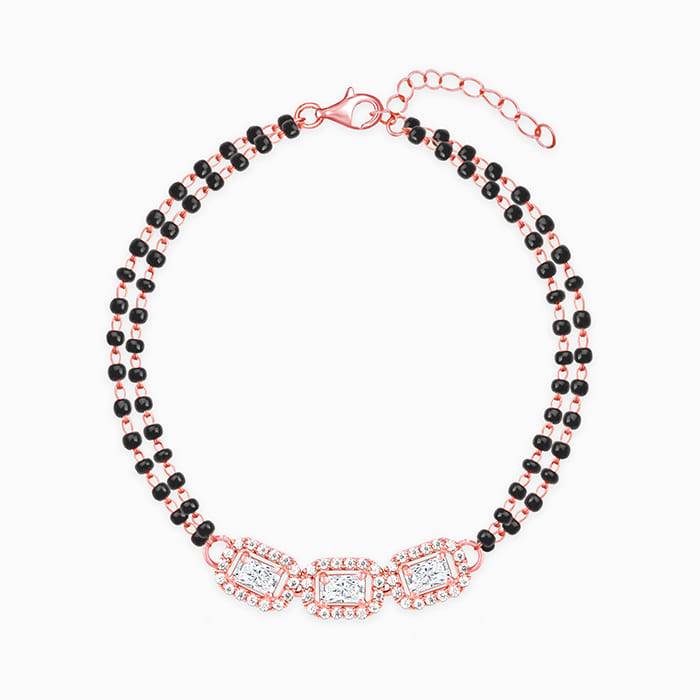 Rose Gold Zircon Radiant Mangalsutra Bracelet : BR0334