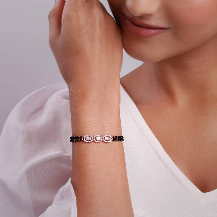 Rose Gold Zircon Radiant Mangalsutra Bracelet : BR0334
